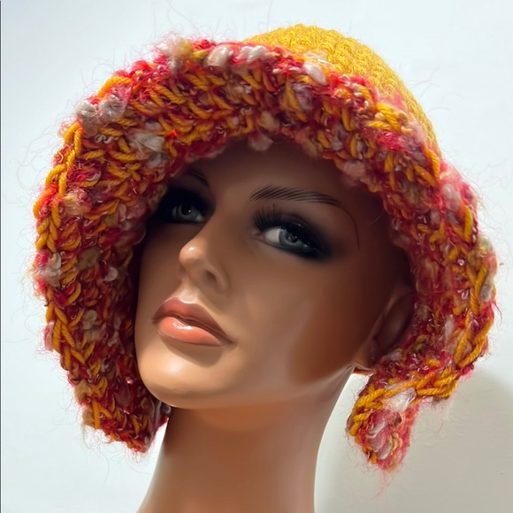 Handcrafted Yellow and Red Crochet Hat main image 11